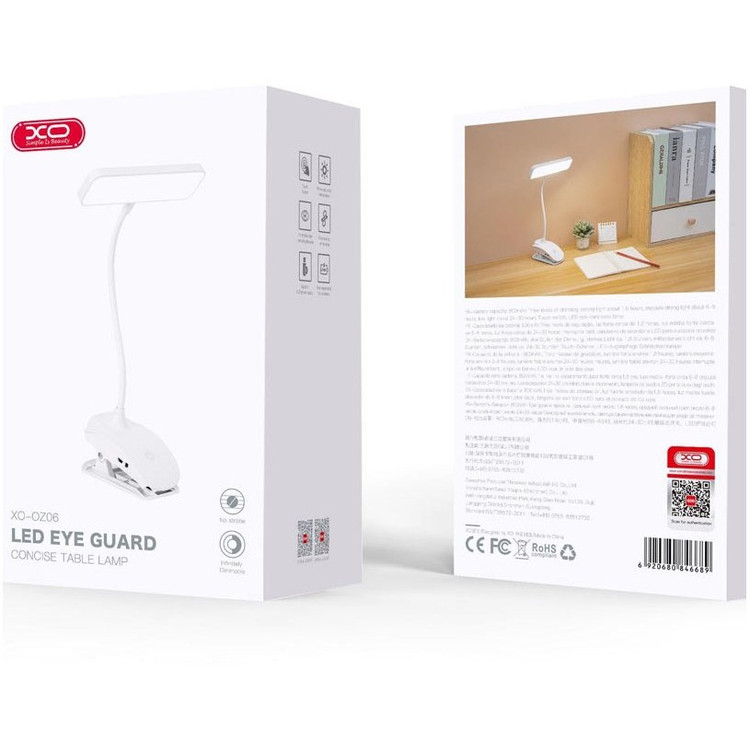 چراغ مطالعه شارژی ایکس او مدل XO-OZ06B با پایه گیرهای